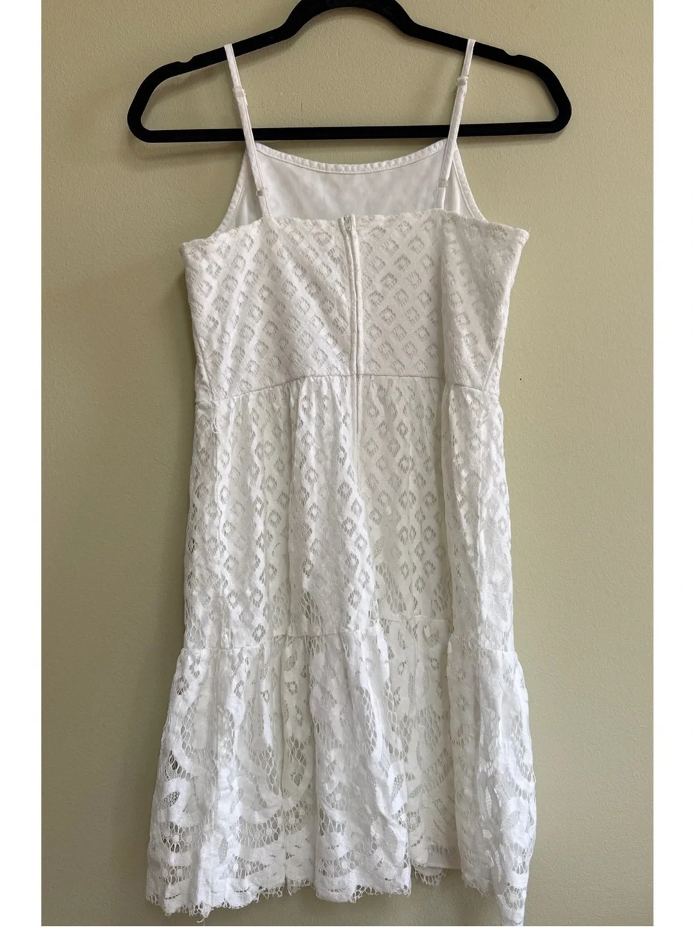 Girls' White Lace Spaghetti-Strap Tiered Dress